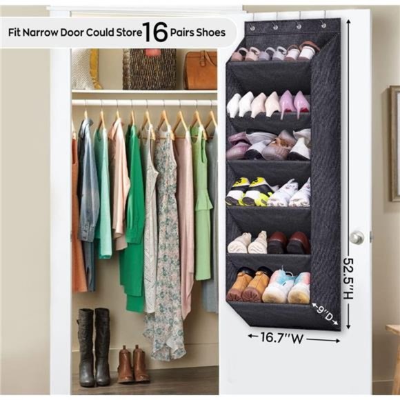 Shoe Rack for Door with Large Deep Pocket,Hanging Door Shoe Organizer for Closet - Picture 2 of 7